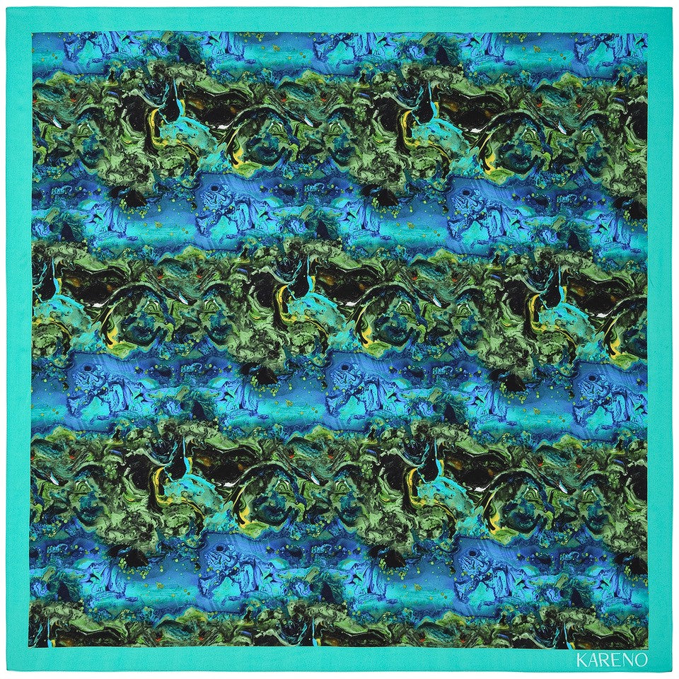 Kareno Silk Scarf Aegean Sea